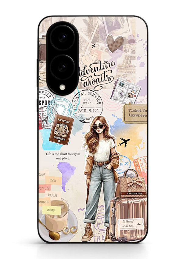 Fashion Travel Collage stylish artwork Samsung S25 Edge glass back cover