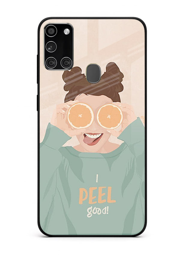 Feel Good Hoodie soft aesthetic artwork Samsung A21s glass back cover