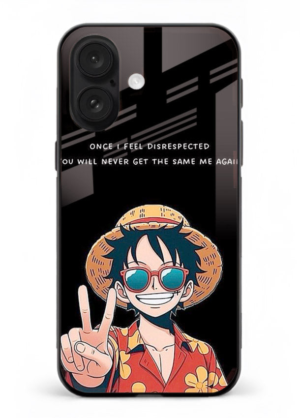 Playful character illustration printed on iphone 18 glass back cover with uplifting tones.