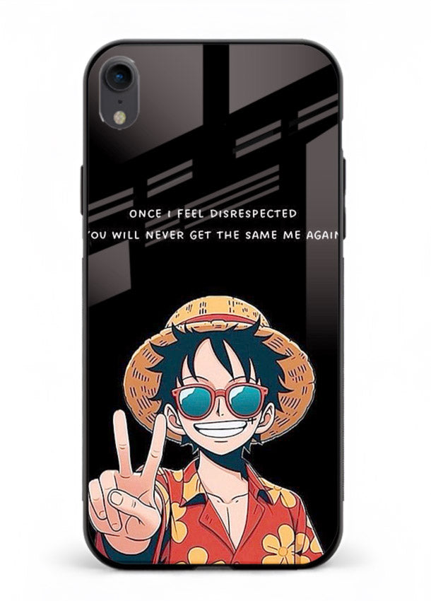 Playful character illustration printed on iphone xr glass back cover with uplifting tones.