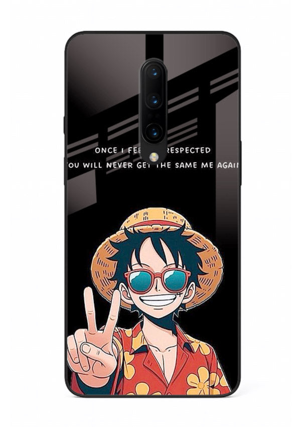 Playful character illustration printed on OnePlus 7T Pro glass back cover with uplifting tones.