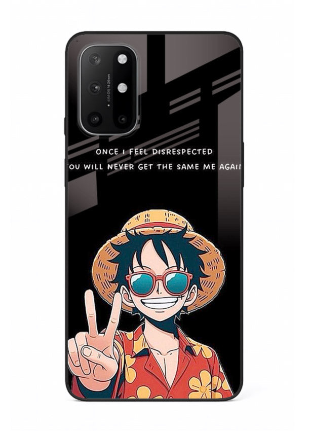 Playful character illustration printed on OnePlus 8T glass back cover with uplifting tones.