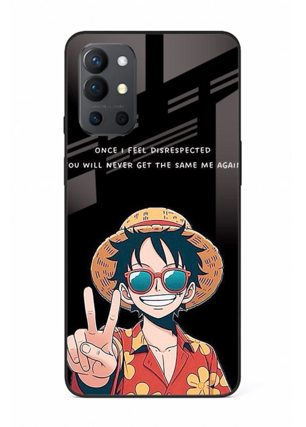Playful character illustration printed on OnePlus 9R glass back cover with uplifting tones.