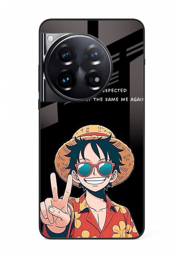 Playful character illustration printed on OnePlus 12 glass back cover with uplifting tones.