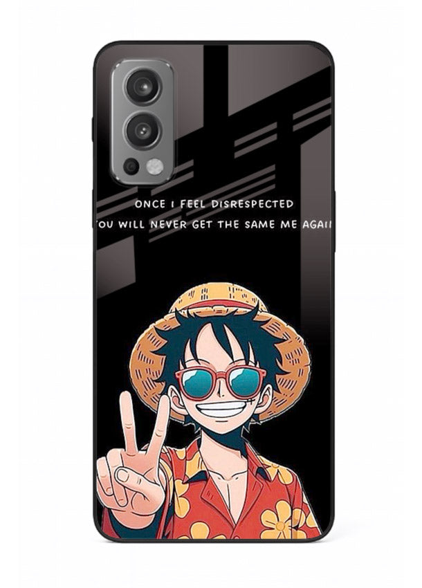 Playful character illustration printed on OnePlus Nord 2 glass back cover with uplifting tones.