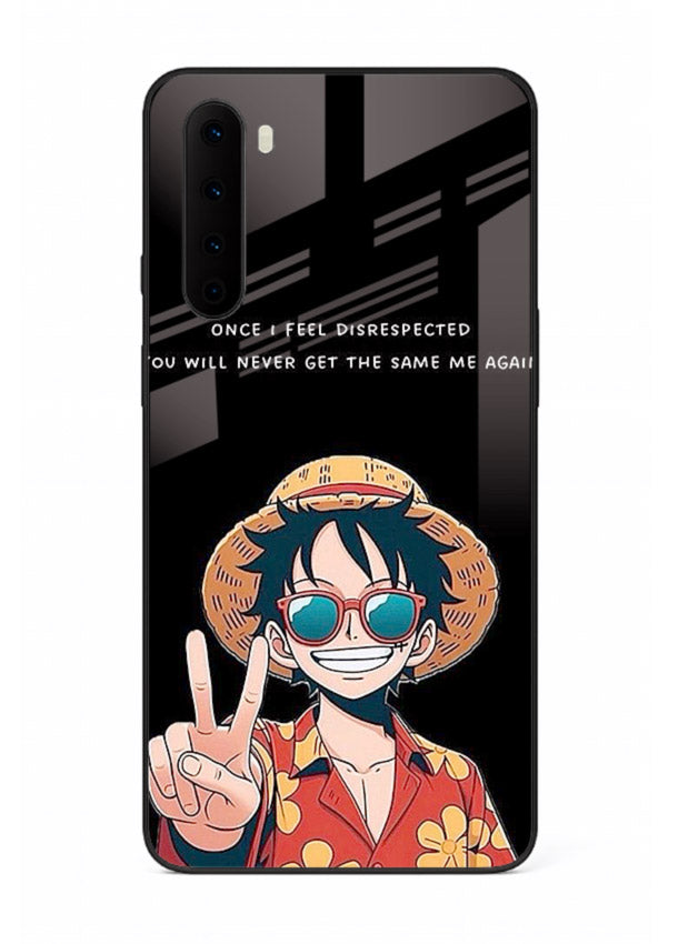 Playful character illustration printed on OnePlus Nord glass back cover with uplifting tones.