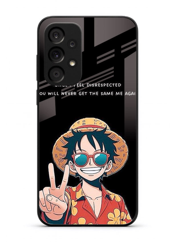 Playful character illustration printed on Samsung A73 5G glass back cover with uplifting tones.