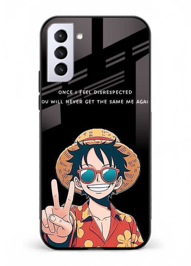 Playful character illustration printed on Samsung S21 FE glass back cover with uplifting tones.