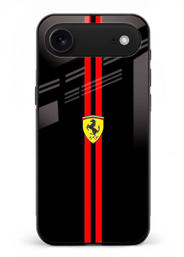 Minimal Ferrari style red stripe design on black background for iPhone 18 Air