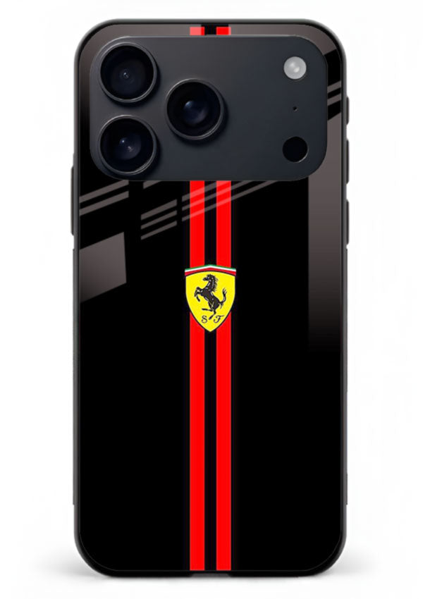 Minimal Ferrari style red stripe design on black background for iPhone 18 Pro Max