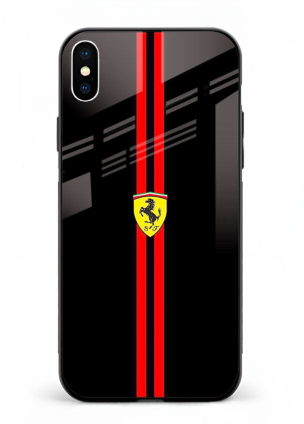 Minimal Ferrari style red stripe design on black background for iPhone XS Max