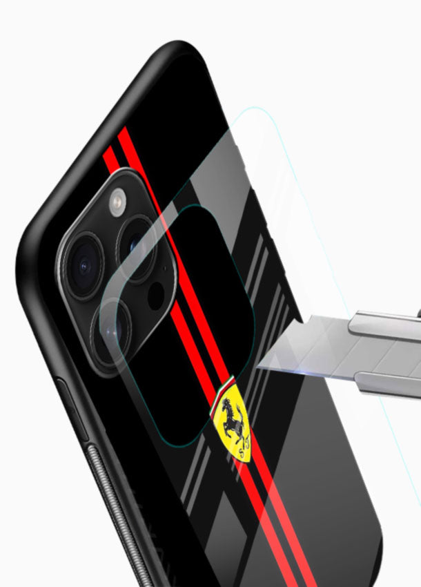 Minimal Ferrari style red stripe design on black background - 4