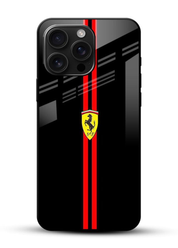 Minimal Ferrari style red stripe design on black background - 1