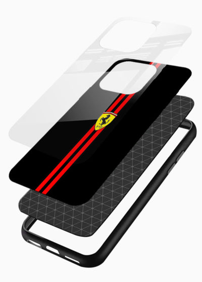 Minimal Ferrari style red stripe design on black background - 3