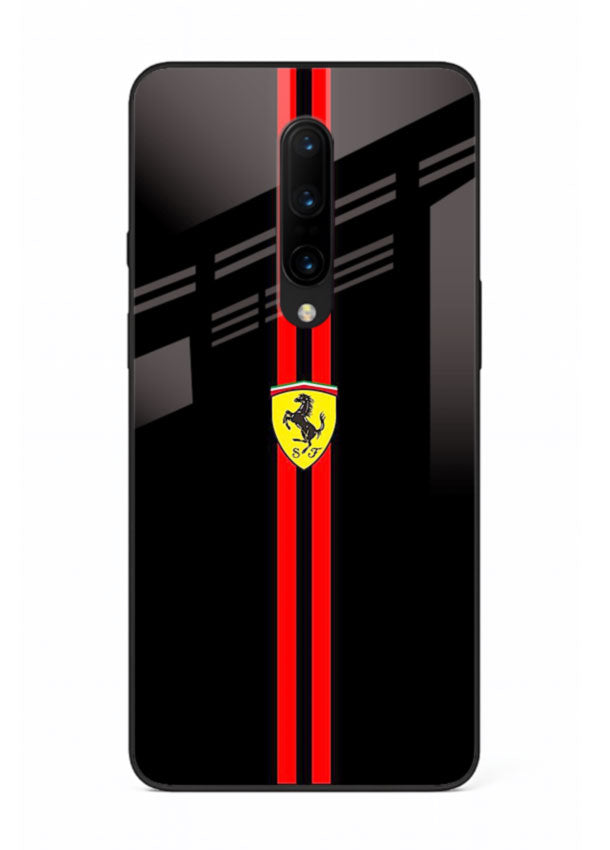Minimal Ferrari style red stripe design on black background for OnePlus 7 Pro