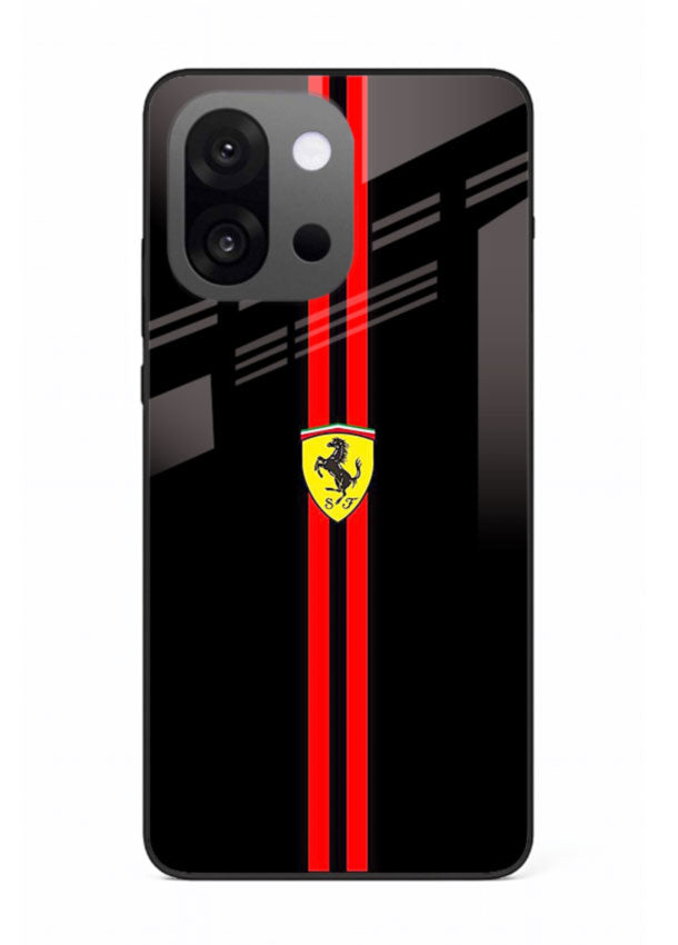 Minimal Ferrari style red stripe design on black background for OnePlus 13s