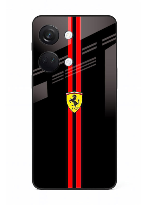 Minimal Ferrari style red stripe design on black background for OnePlus Nord 3