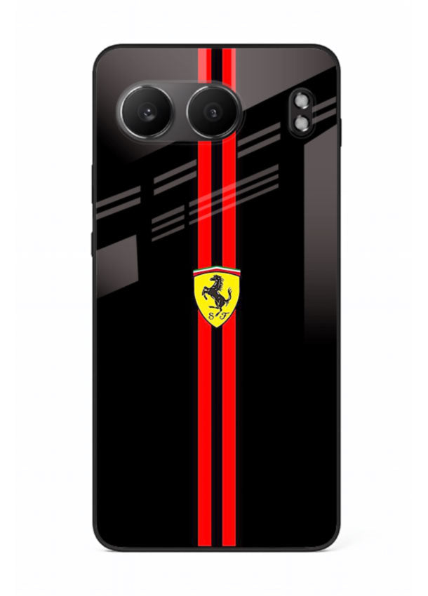 Minimal Ferrari style red stripe design on black background for OnePlus Nord 4