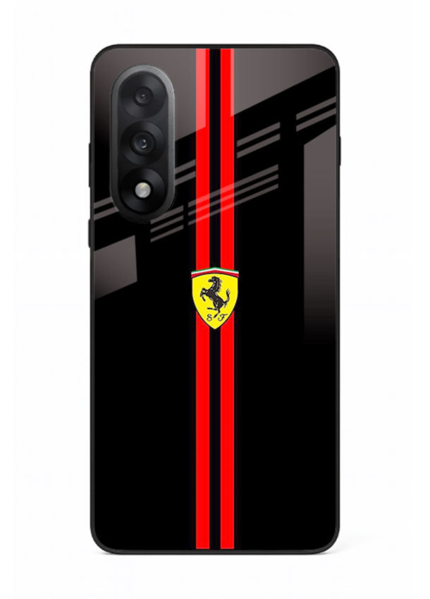 Minimal Ferrari style red stripe design on black background for OnePlus Nord 5