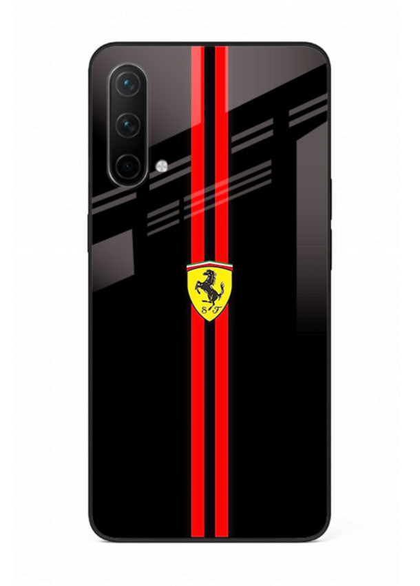Minimal Ferrari style red stripe design on black background for OnePlus Nord CE 5G
