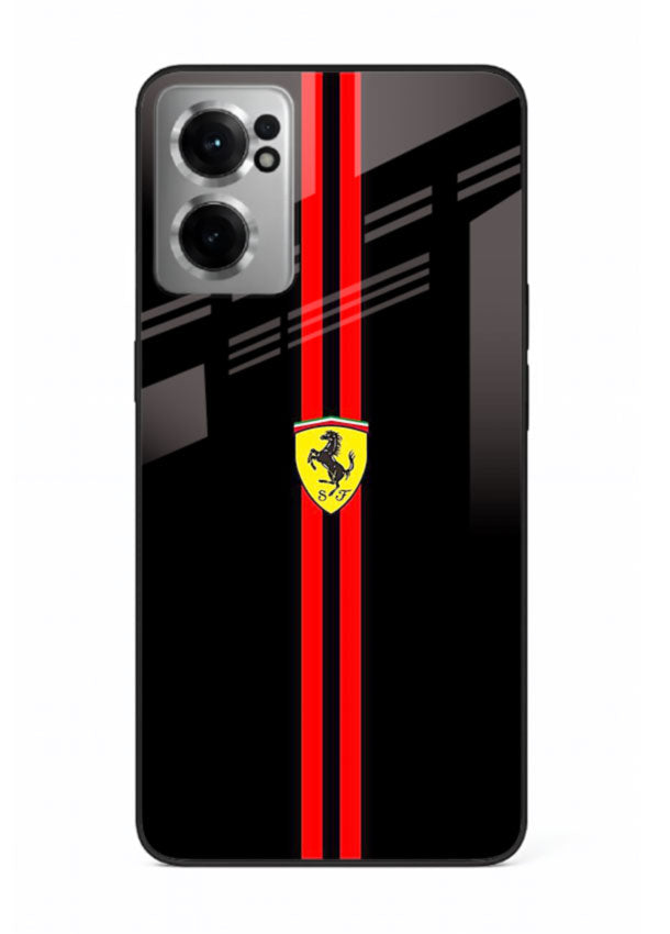 Minimal Ferrari style red stripe design on black background for OnePlus Nord CE2 5G