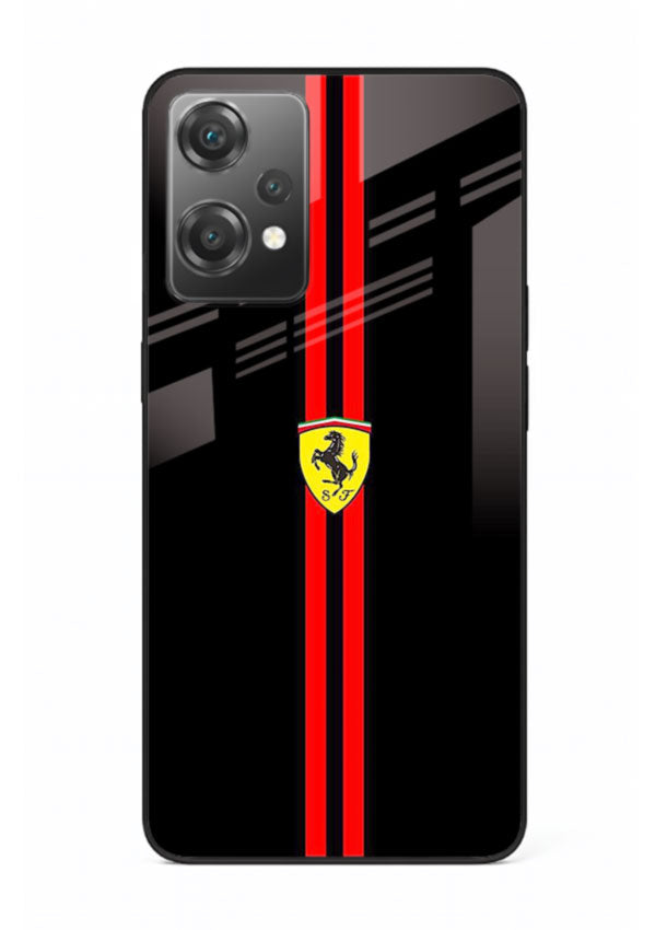 Minimal Ferrari style red stripe design on black background for OnePlus Nord CE2 Lite 5G