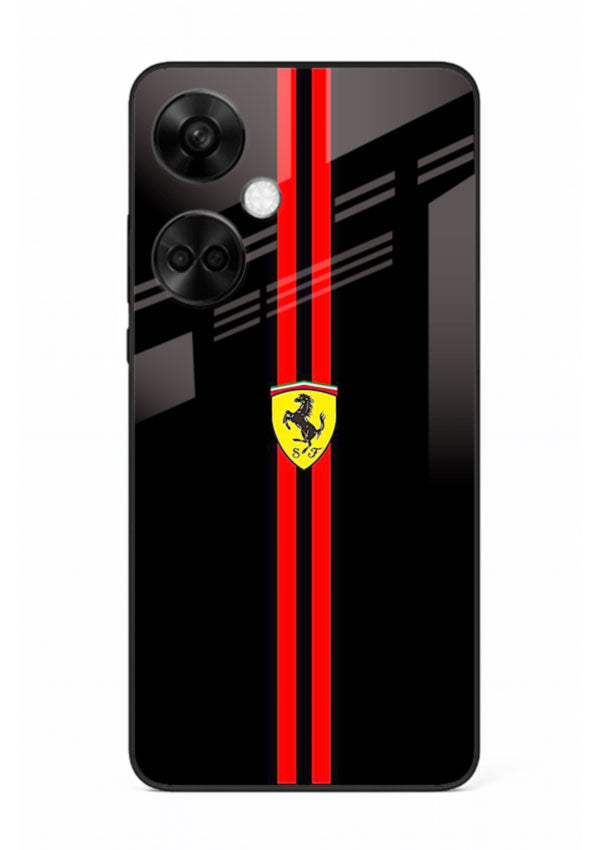 Minimal Ferrari style red stripe design on black background for OnePlus Nord CE3