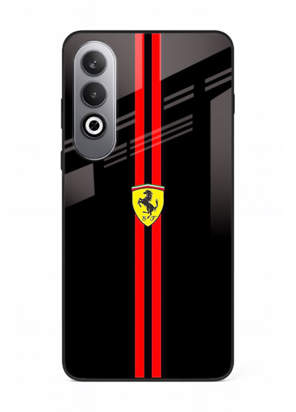 Minimal Ferrari style red stripe design on black background for OnePlus Nord CE4