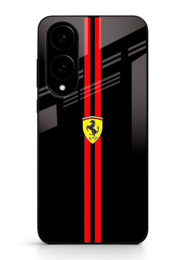 Minimal Ferrari style red stripe design on black background for Samsung S25 Edge