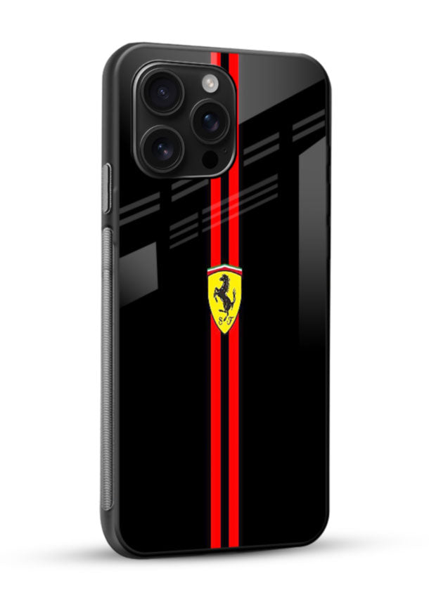 Minimal Ferrari style red stripe design on black background - 2