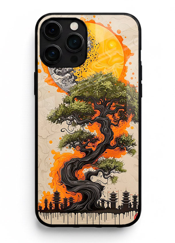 Fiery Dragon Tree glowing dragon tree artwork iphone 16 pro max glass back cover