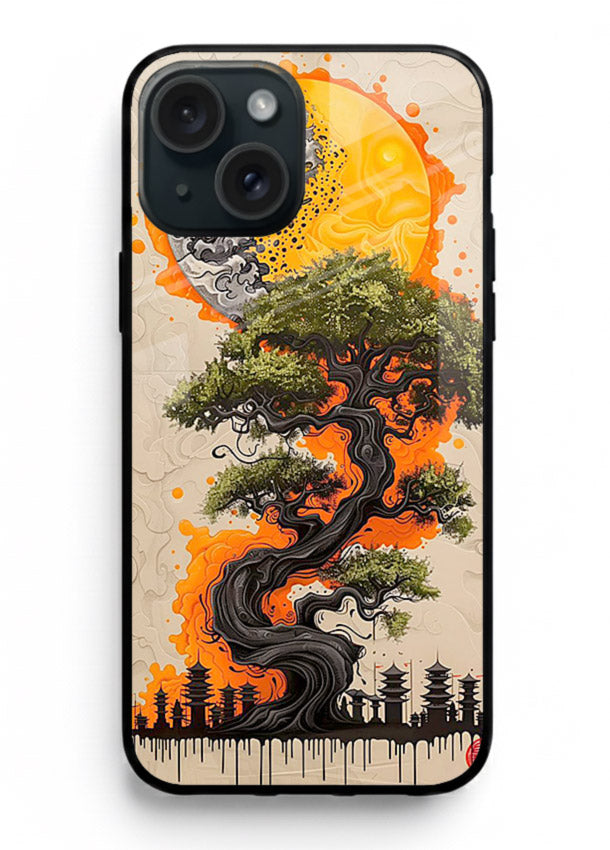Fiery Dragon Tree glowing dragon tree artwork iphone 15 glass back cover
