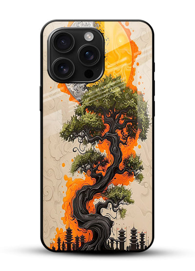 Fiery Dragon Tree glowing dragon tree artwork glossy vibrant premium glass back cover - Angle Front