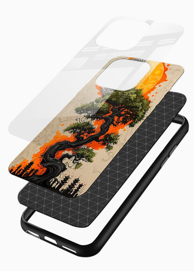 Fiery Dragon Tree glowing dragon tree artwork glossy vibrant premium glass back cover - Angle Layers