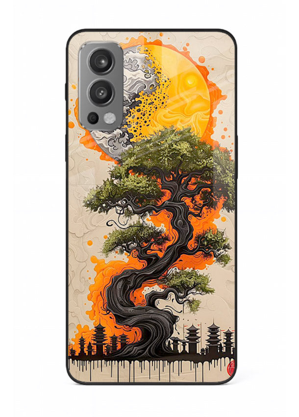 Fiery Dragon Tree glowing dragon tree artwork OnePlus Nord 2 glass back cover