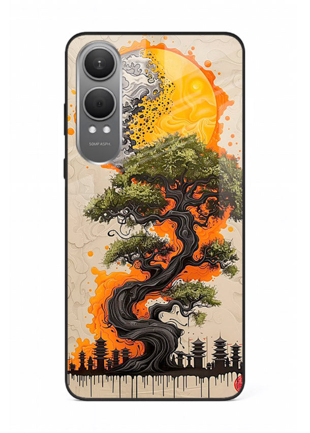 Fiery Dragon Tree glowing dragon tree artwork OnePlus Nord CE4 Lite glass back cover