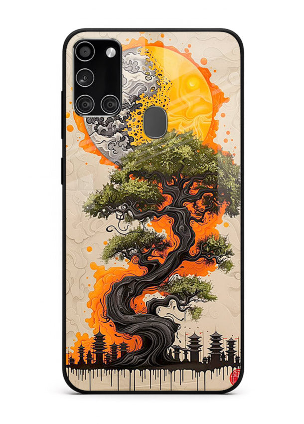 Fiery Dragon Tree glowing dragon tree artwork Samsung A21s glass back cover
