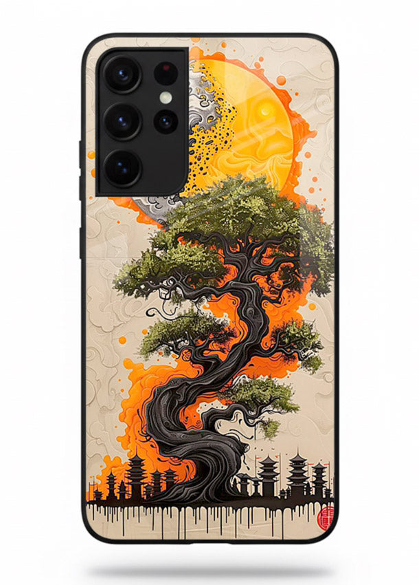 Fiery Dragon Tree glowing dragon tree artwork Samsung S21 Ultra glass back cover