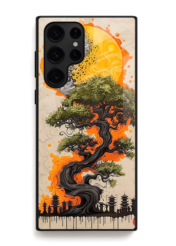 Fiery Dragon Tree glowing dragon tree artwork Samsung S22 Ultra glass back cover
