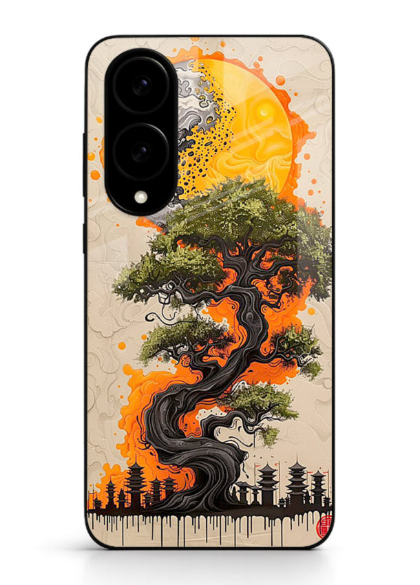 Fiery Dragon Tree glowing dragon tree artwork Samsung S25 Edge glass back cover