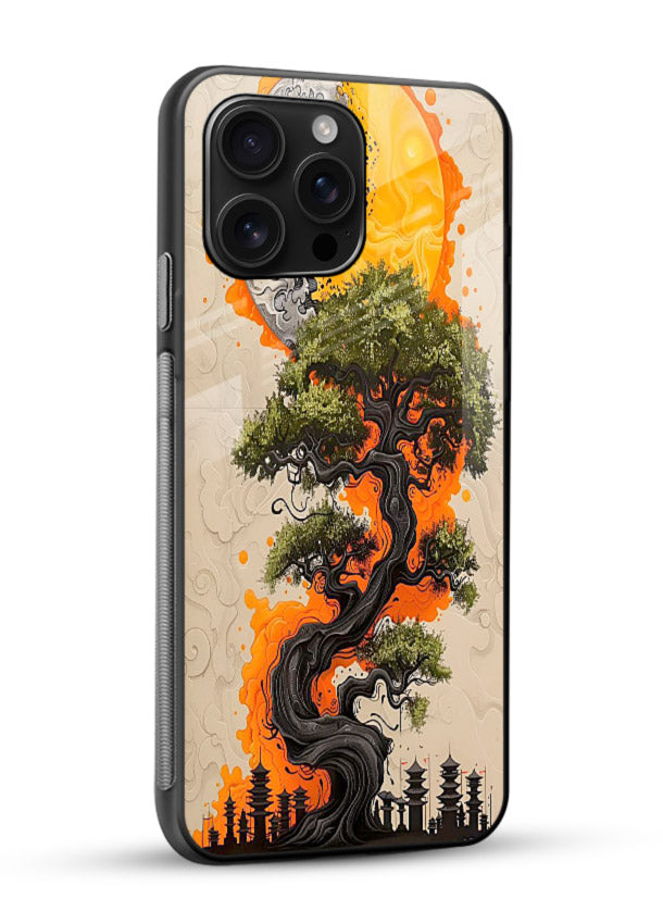 Fiery Dragon Tree glowing dragon tree artwork glossy vibrant premium glass back cover - Angle Side