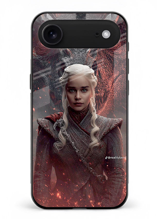 Fantasy queen with dragon artwork printed on tempered glass iPhone 18 Air back cover