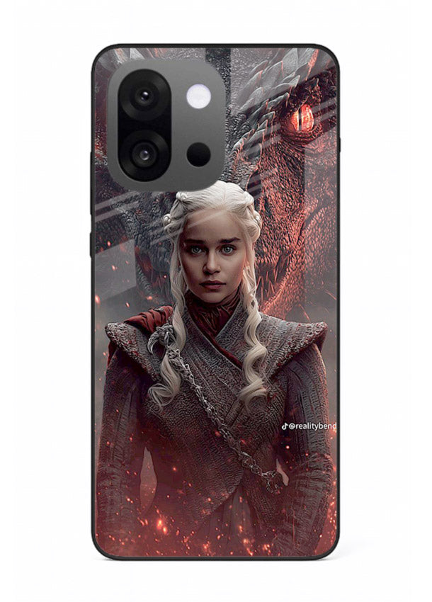 Fantasy queen with dragon artwork printed on tempered glass OnePlus 13s back cover