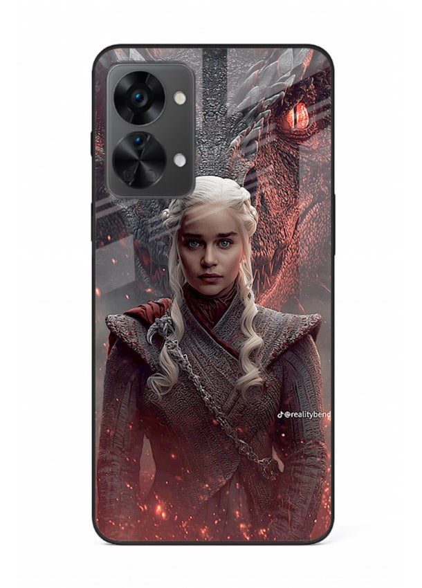 Fantasy queen with dragon artwork printed on tempered glass OnePlus Nord 2T back cover
