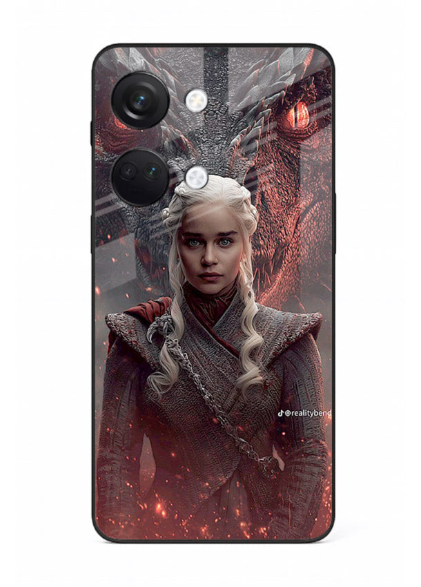 Fantasy queen with dragon artwork printed on tempered glass OnePlus Nord 3 back cover