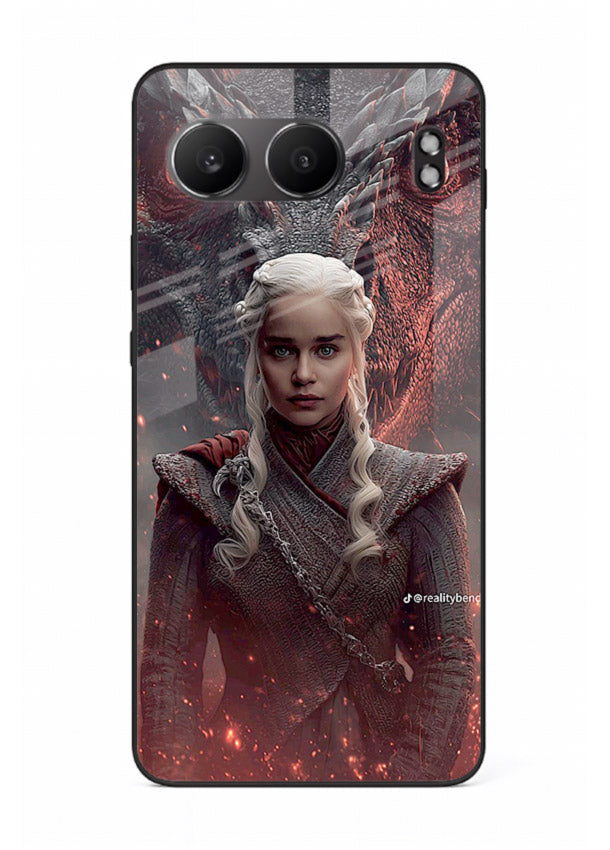Fantasy queen with dragon artwork printed on tempered glass OnePlus Nord 4 back cover