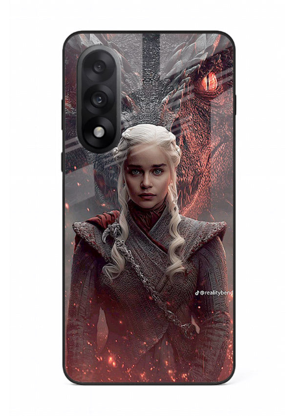 Fantasy queen with dragon artwork printed on tempered glass OnePlus Nord 5 back cover