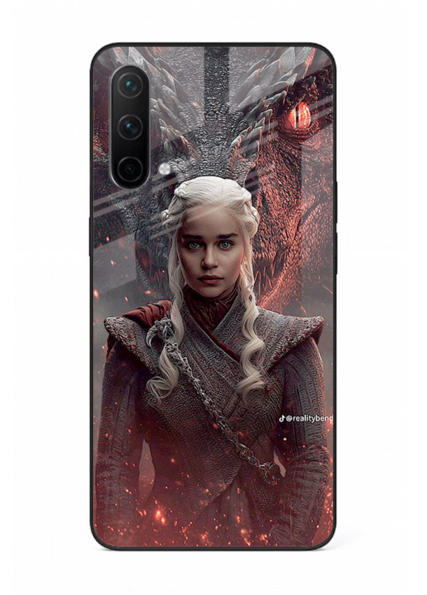 Fantasy queen with dragon artwork printed on tempered glass OnePlus Nord CE 5G back cover