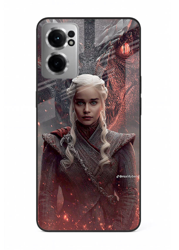 Fantasy queen with dragon artwork printed on tempered glass OnePlus Nord CE2 5G back cover