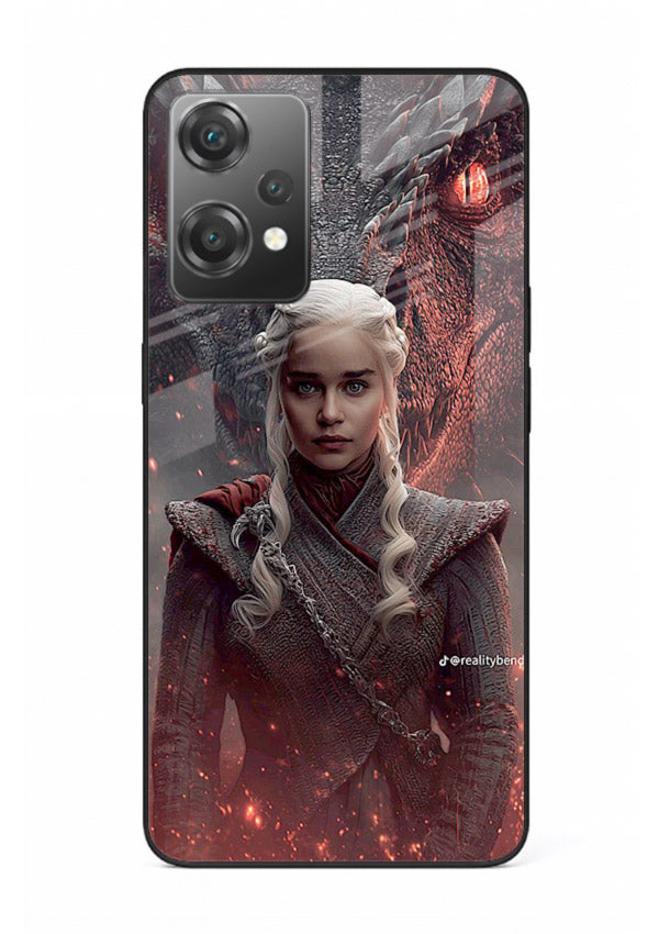 Fantasy queen with dragon artwork printed on tempered glass OnePlus Nord CE2 Lite 5G back cover